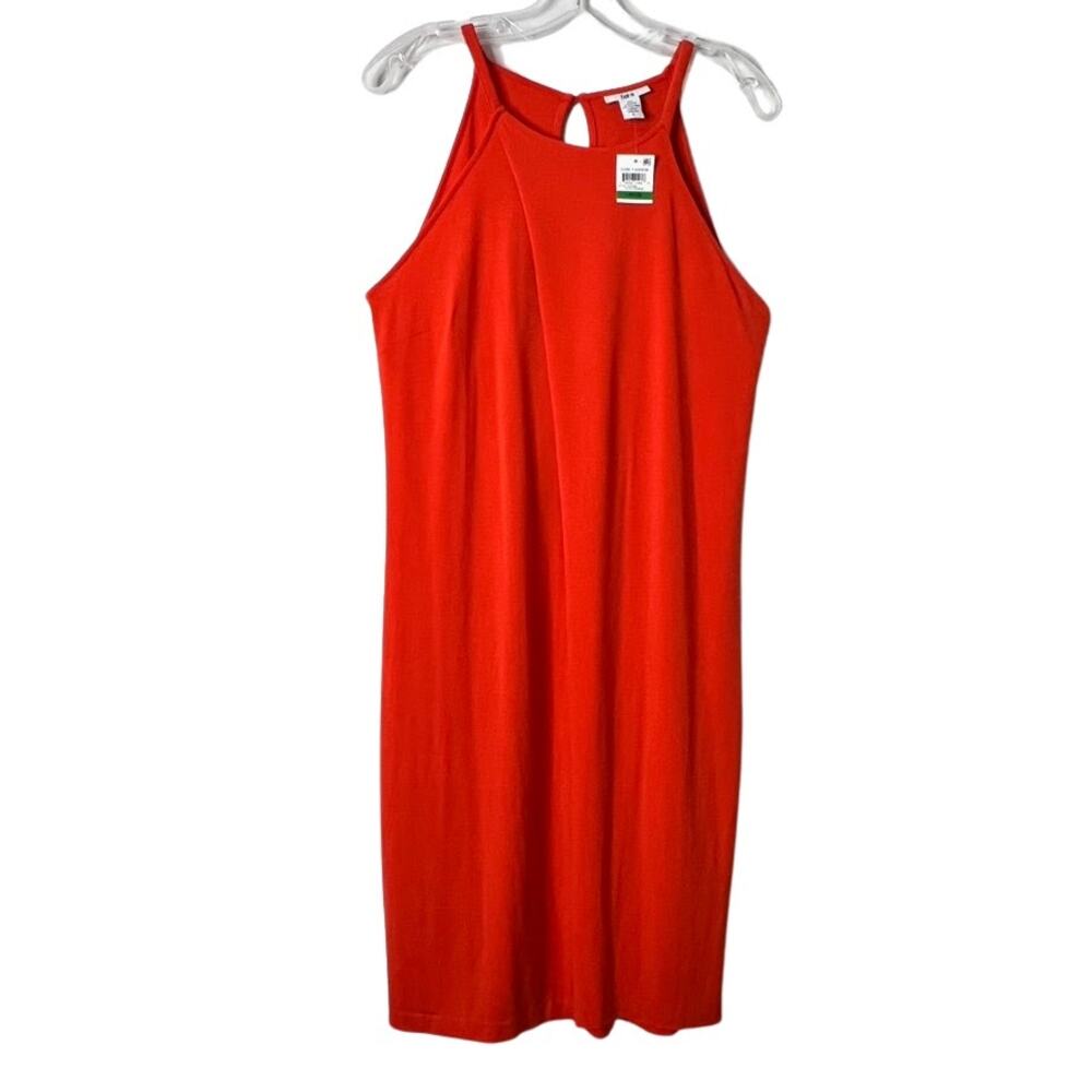 Bar III Faux Wrap Halter Shift Dress Orange Womens Large